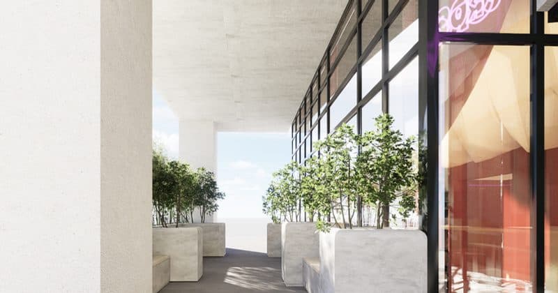CROSTA Salcedo terrace planting along the glazed frontage